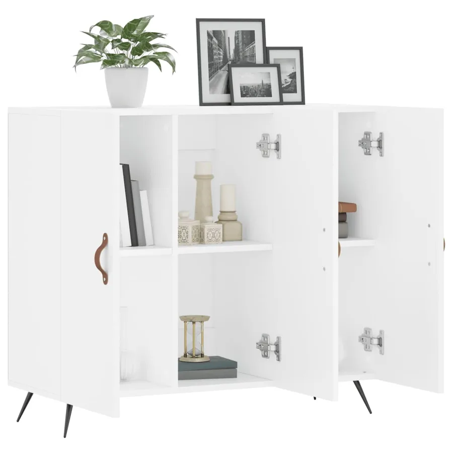Buffet blanc 90x34x80 cm bois d'ingénierie - 4