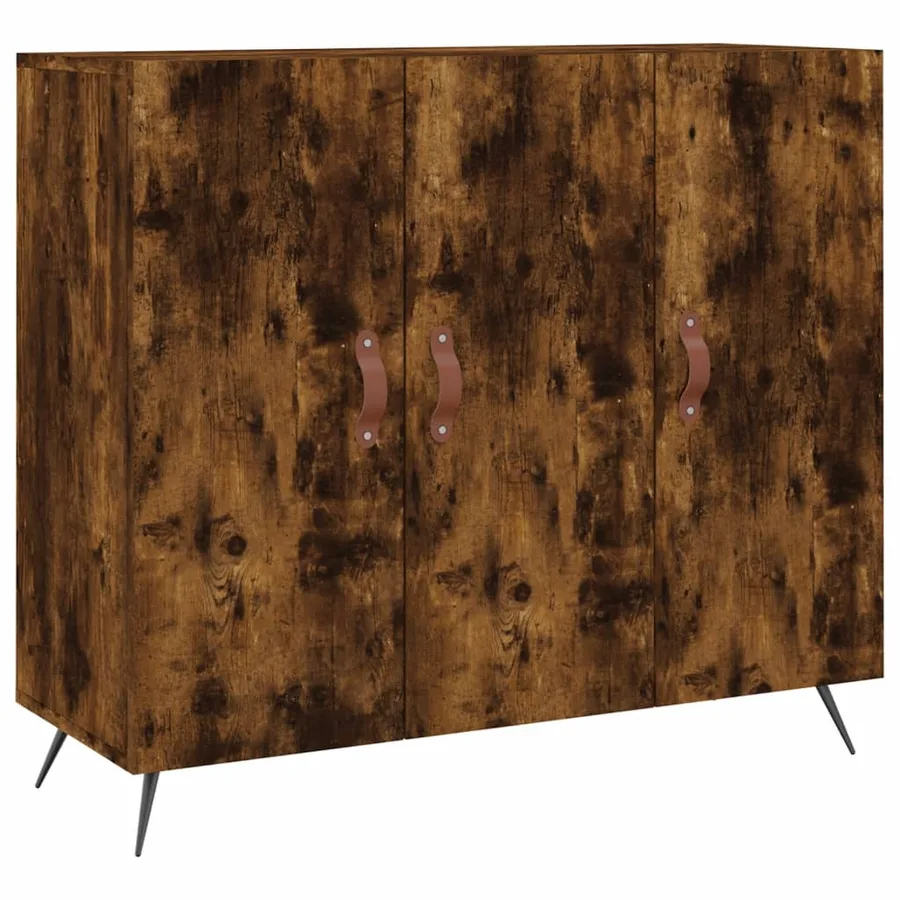 Buffet chêne fumé 90x34x80 cm bois d'ingénierie - 2