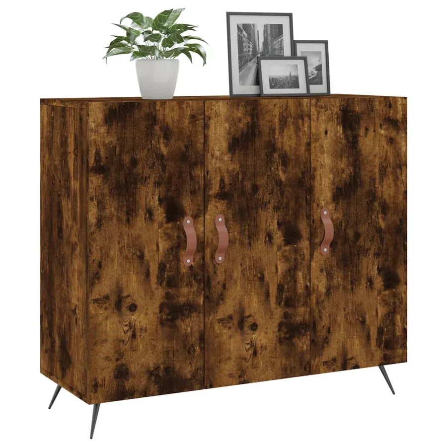 Buffet chêne fumé 90x34x80 cm bois d'ingénierie - 3