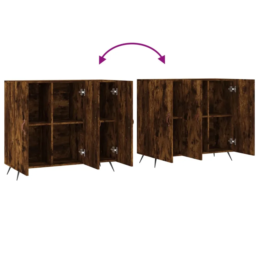 Buffet chêne fumé 90x34x80 cm bois d'ingénierie - 9