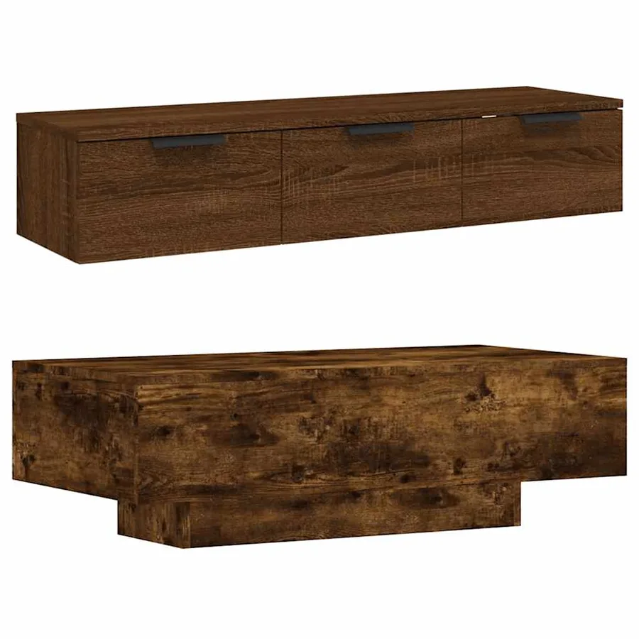 Table basse chêne fumé 100x49,5x31 cm bois d'ingénierie - 4