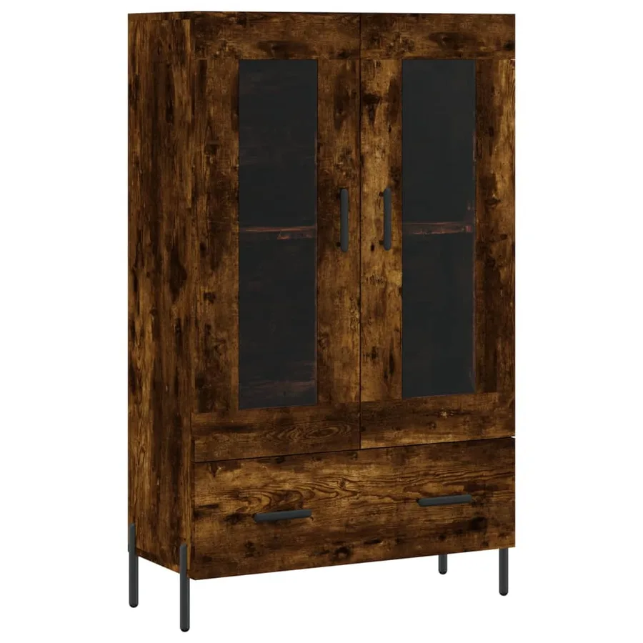 Buffet haut chêne fumé 69,5x31x115 cm bois d'ingénierie - 2