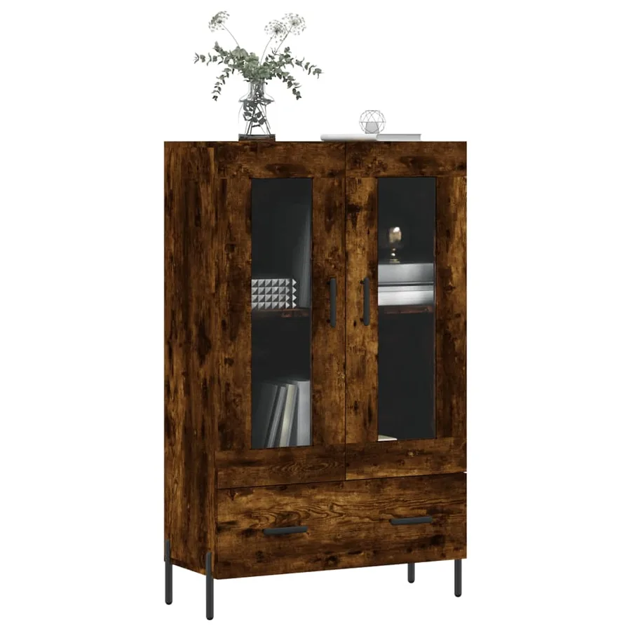 Buffet haut chêne fumé 69,5x31x115 cm bois d'ingénierie - 3