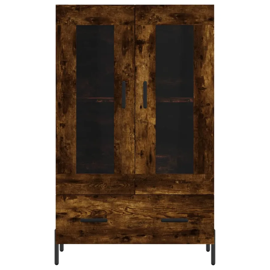 Buffet haut chêne fumé 69,5x31x115 cm bois d'ingénierie - 6
