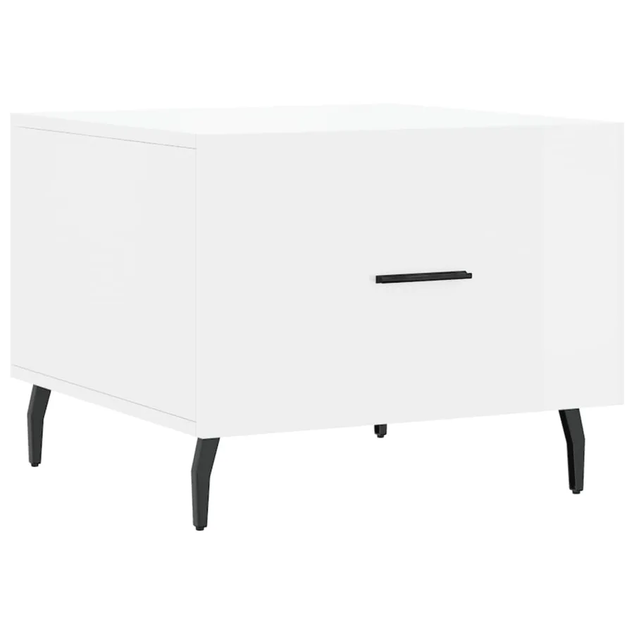 Table basse blanc brillant 50x50x40 cm bois d'ingénierie - 2