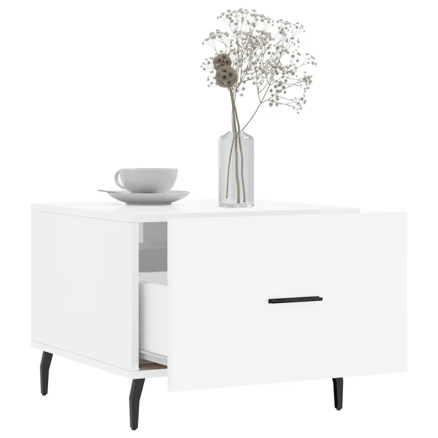 Table basse blanc brillant 50x50x40 cm bois d'ingénierie - 4