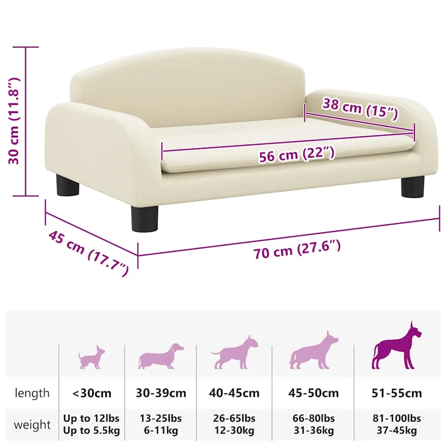 Lit pour chien crème 70x45x30 cm similicuir - 7