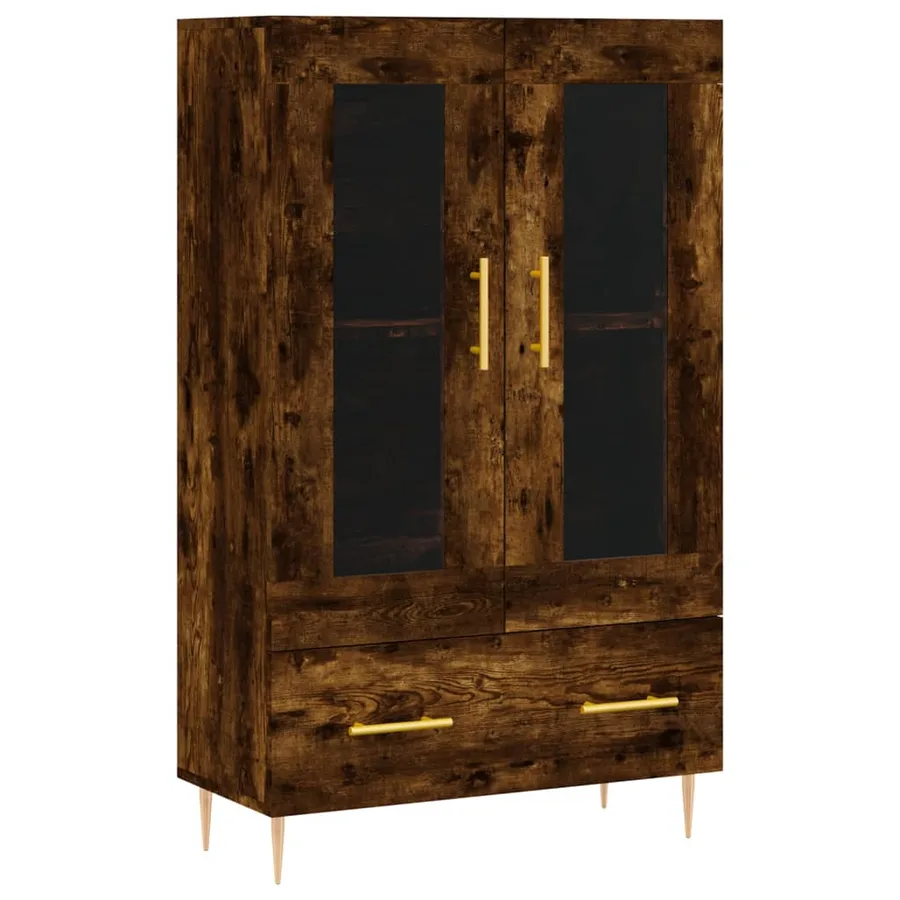 Buffet haut chêne fumé 69,5x31x115 cm bois d'ingénierie - 2