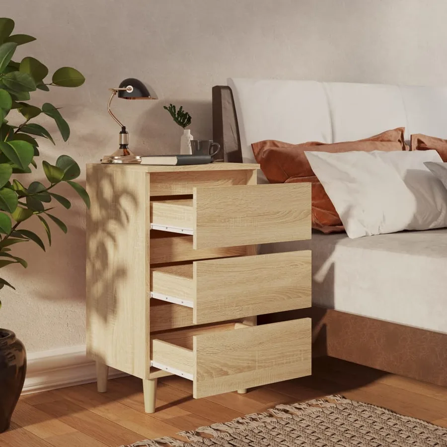 Table de chevet avec pieds en bois chêne sonoma 40x35x69 cm - 3