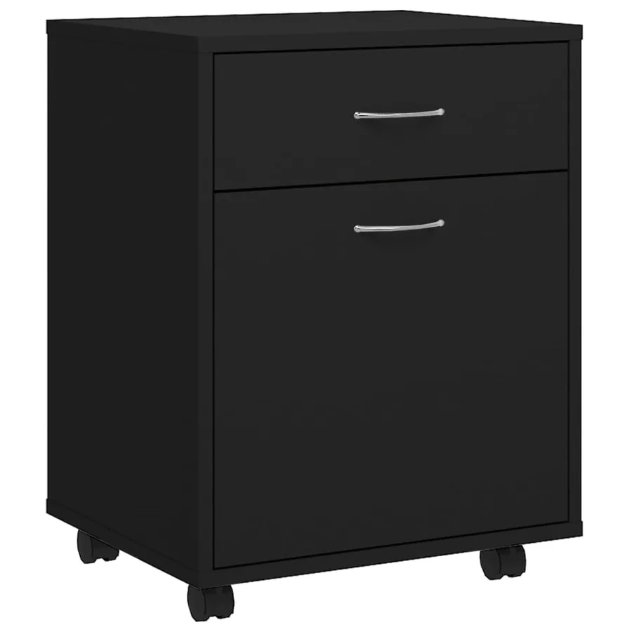 Armoire à roulettes Noir 45x38x54 cm Bois d’ingénierie - 2