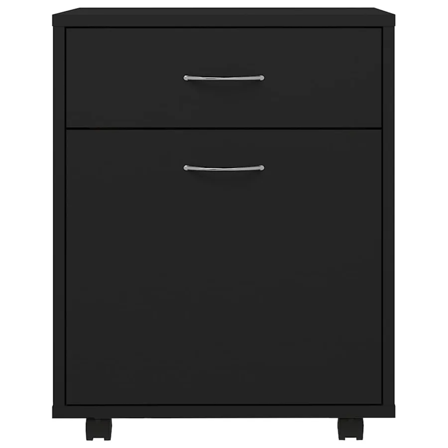 Armoire à roulettes Noir 45x38x54 cm Bois d’ingénierie - 4