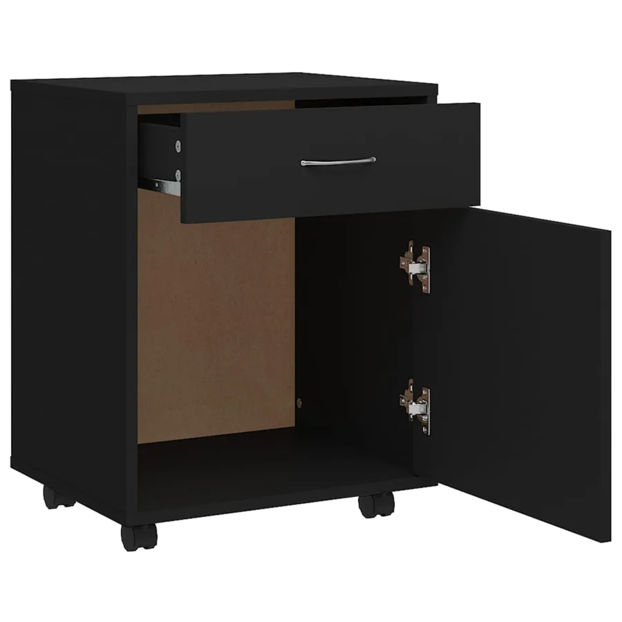 Armoire à roulettes Noir 45x38x54 cm Bois d’ingénierie - 6