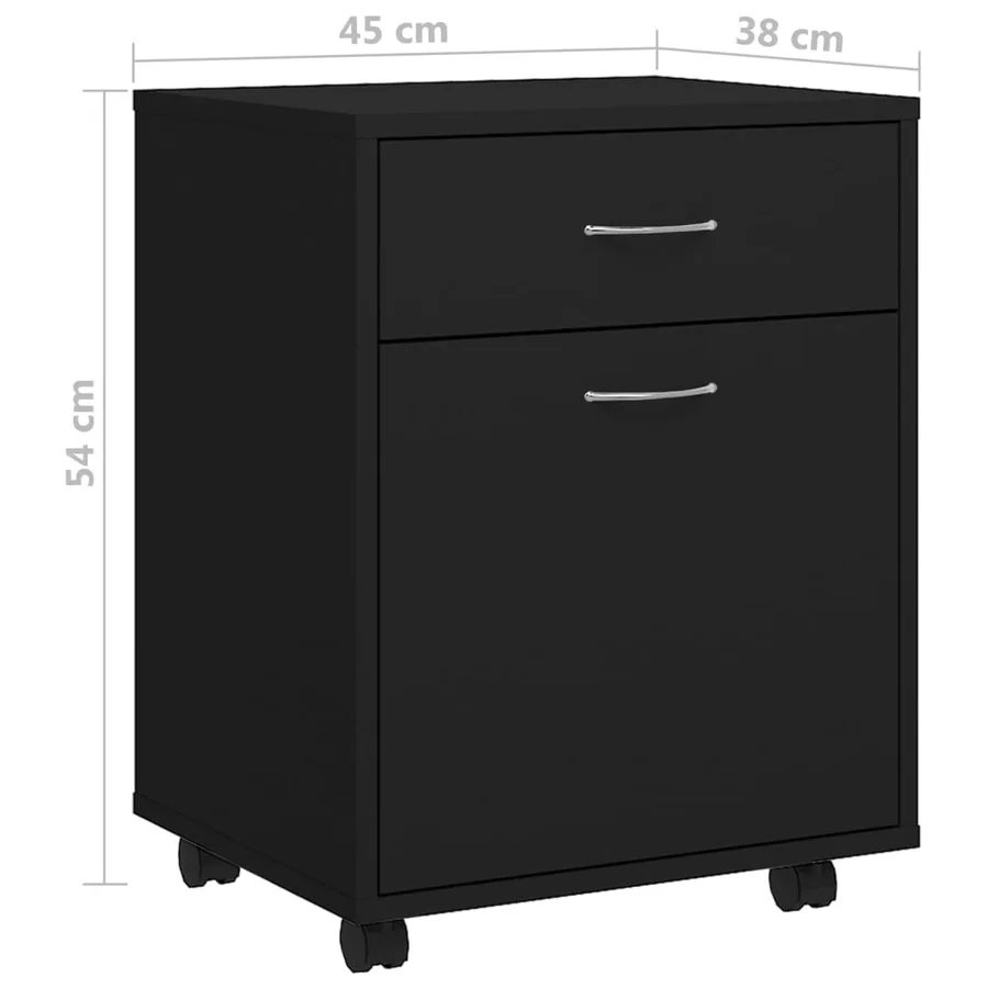 Armoire à roulettes Noir 45x38x54 cm Bois d’ingénierie - 8