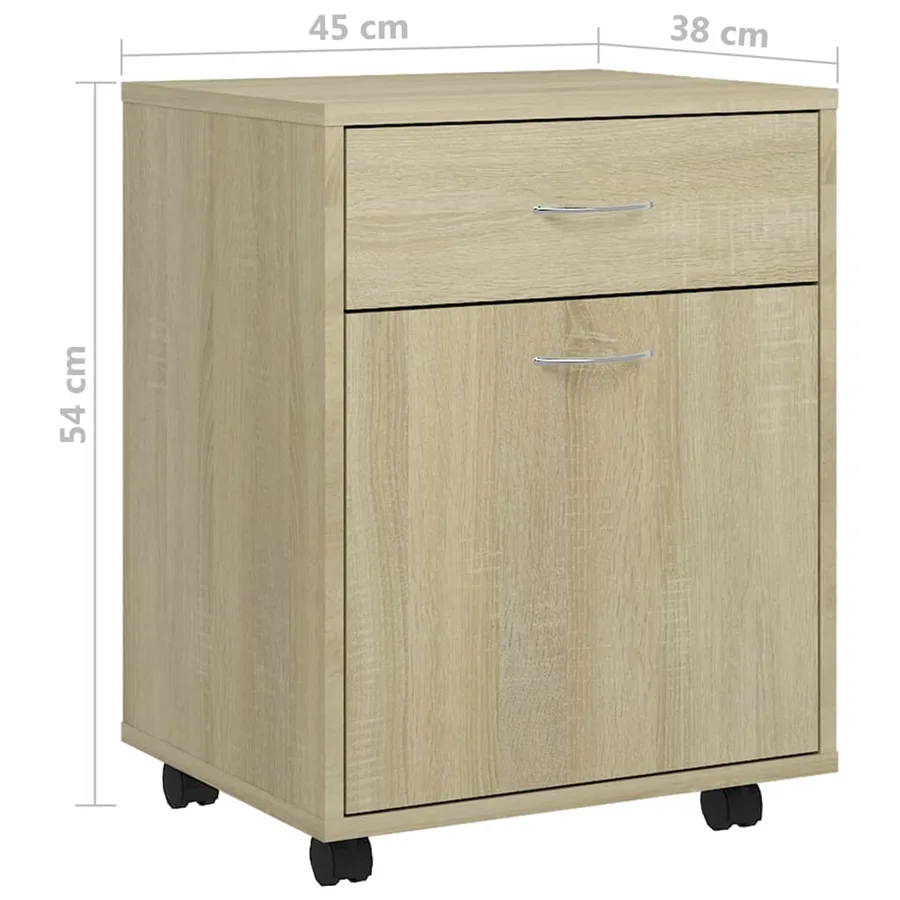 Armoire à roulettes Chêne sonoma 45x38x54 cm Bois d’ingénierie - 8