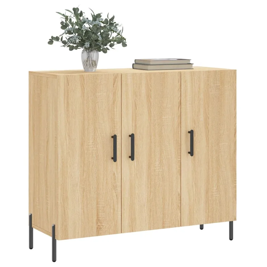 Buffet chêne sonoma 90x34x80 cm bois d'ingénierie - 3