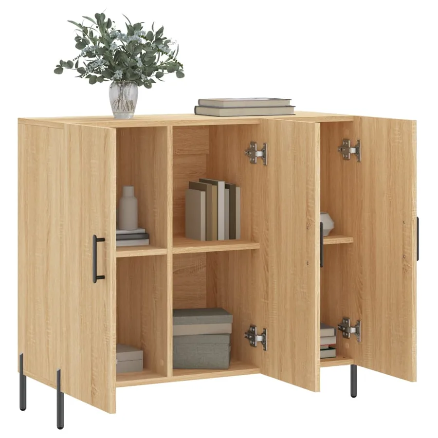 Buffet chêne sonoma 90x34x80 cm bois d'ingénierie - 4