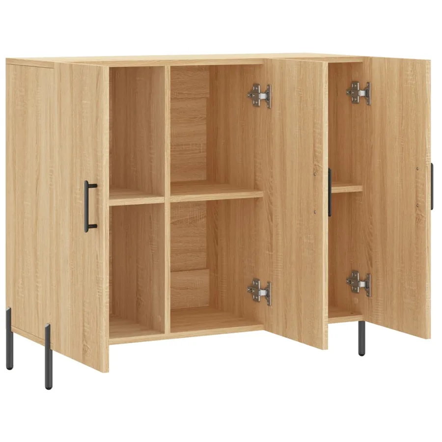 Buffet chêne sonoma 90x34x80 cm bois d'ingénierie - 5