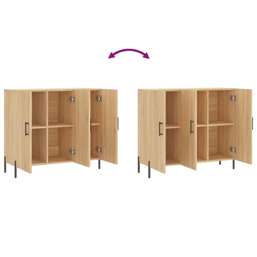 Buffet chêne sonoma 90x34x80 cm bois d'ingénierie - 9