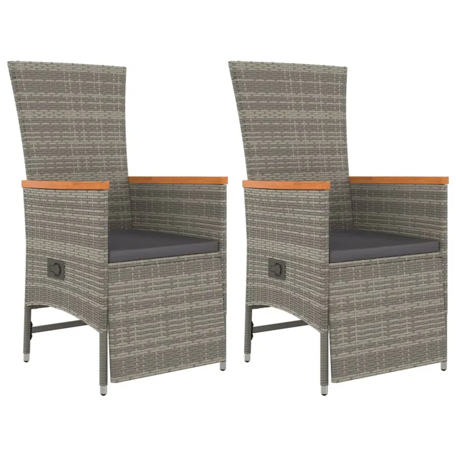 Ensemble à manger de jardin 3 pcs coussins gris résine tressée - 4