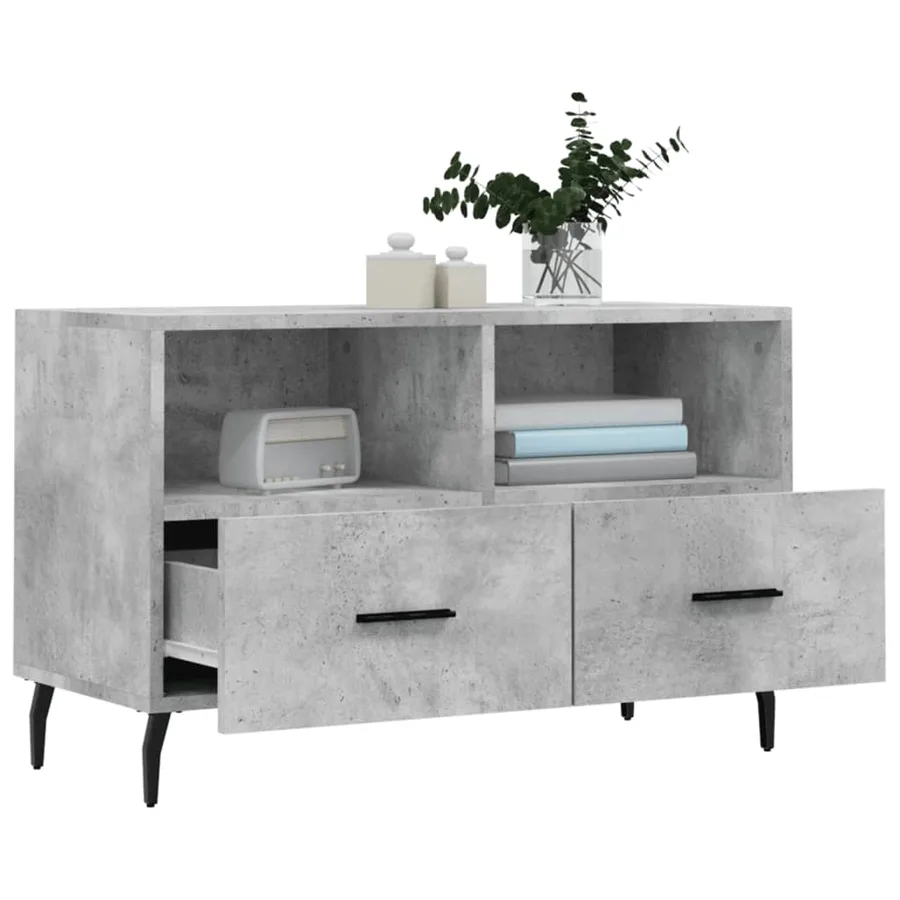 Meuble TV Gris béton 80x36x50 cm Bois d'ingénierie - 4