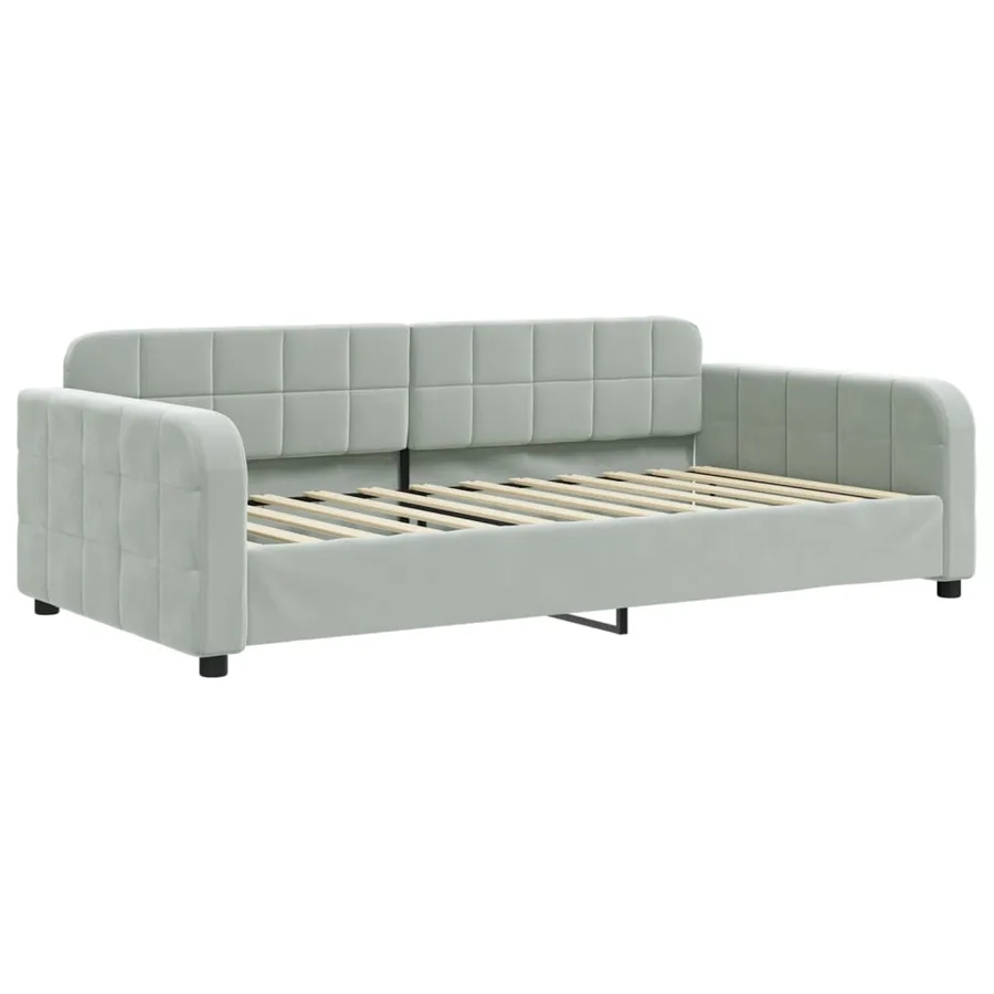 Lit de repos sans matelas gris clair 100x200 cm velours - 2