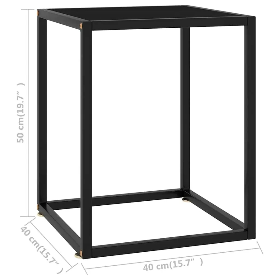 Table basse Noir avec verre noir 40x40x50 cm - 5