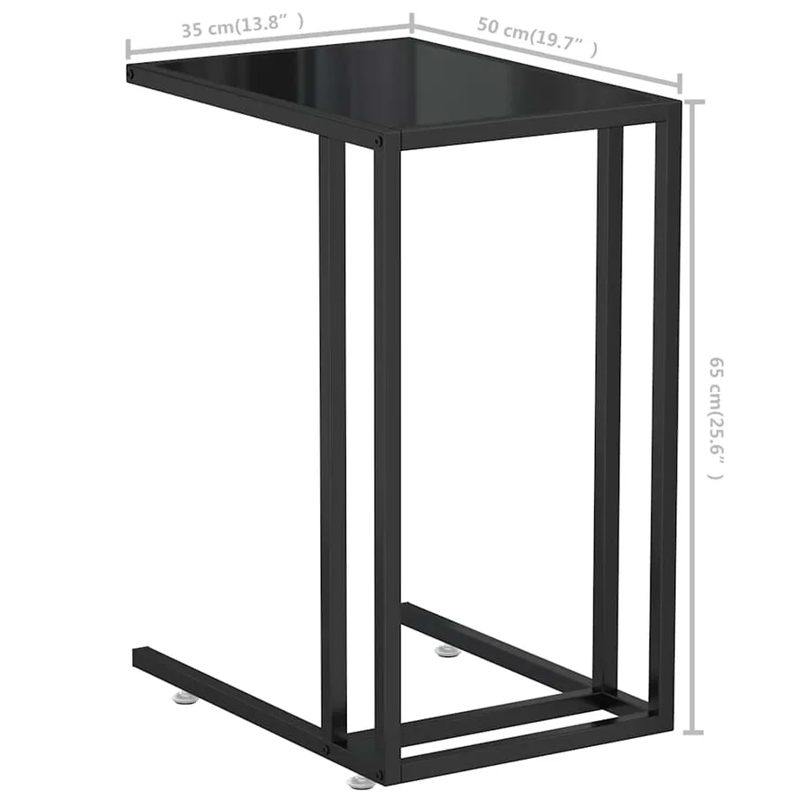 Table d'appoint pour ordinateur Noir 50x35x65 cm Verre trempé - 7