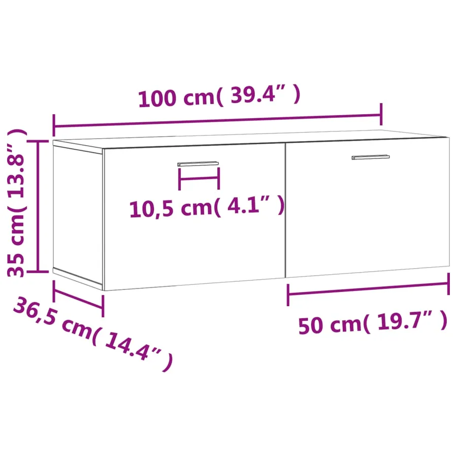 Armoire murale blanc 100x36,5x35 cm bois d'ingénierie - 12