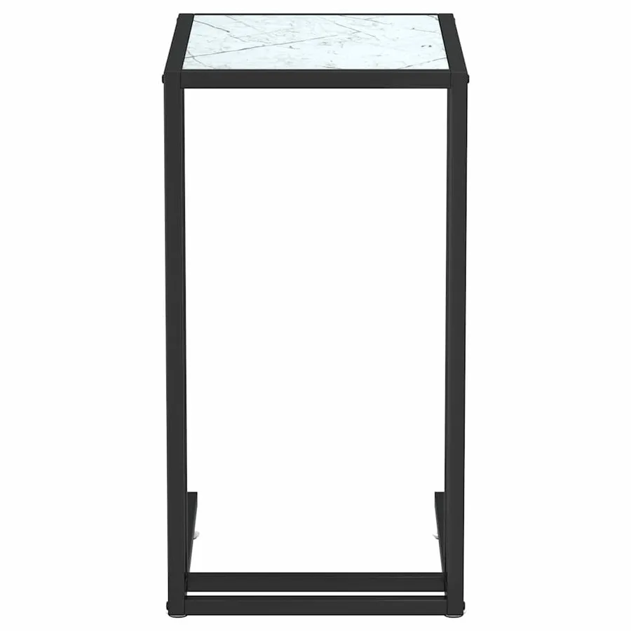 Table d'appoint ordinateur Marbre blanc 50x35x65cm Verre trempé - 3