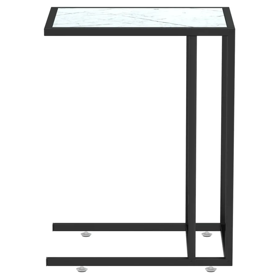 Table d'appoint ordinateur Marbre blanc 50x35x65cm Verre trempé - 4