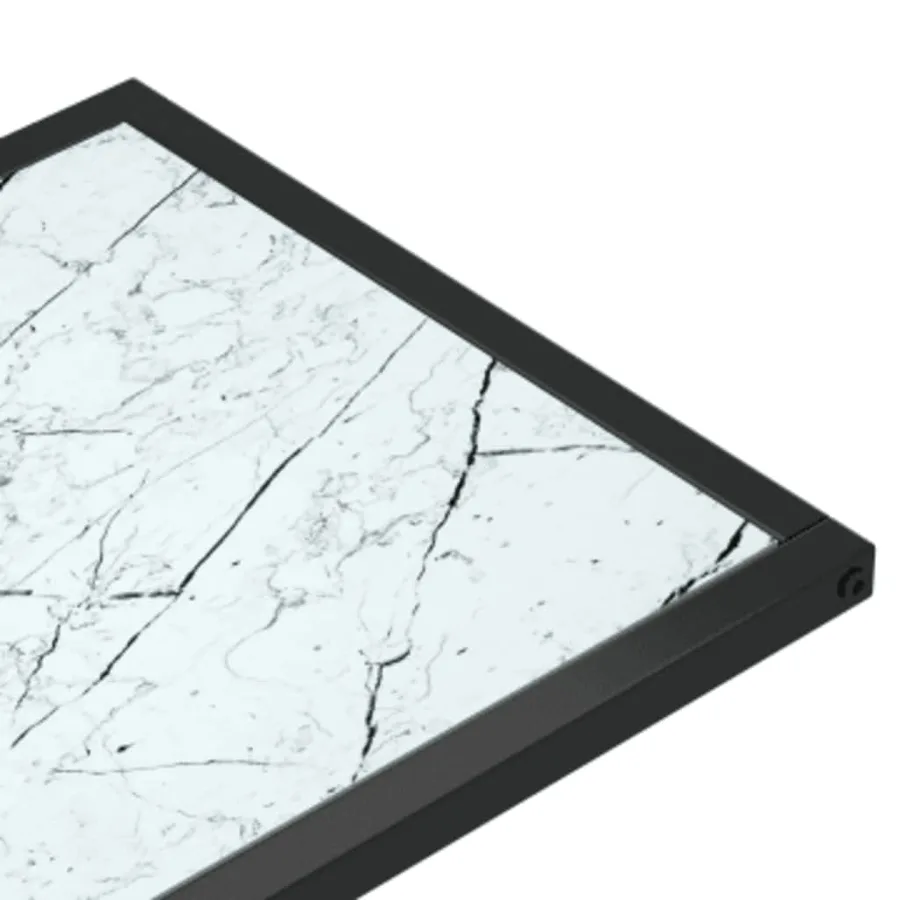 Table d'appoint ordinateur Marbre blanc 50x35x65cm Verre trempé - 5