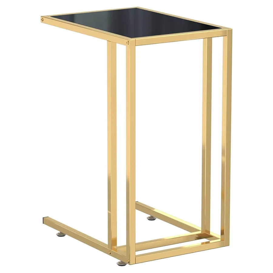 Table d'appoint pour ordinateur Noir 50x35x65 cm Verre trempé - 2