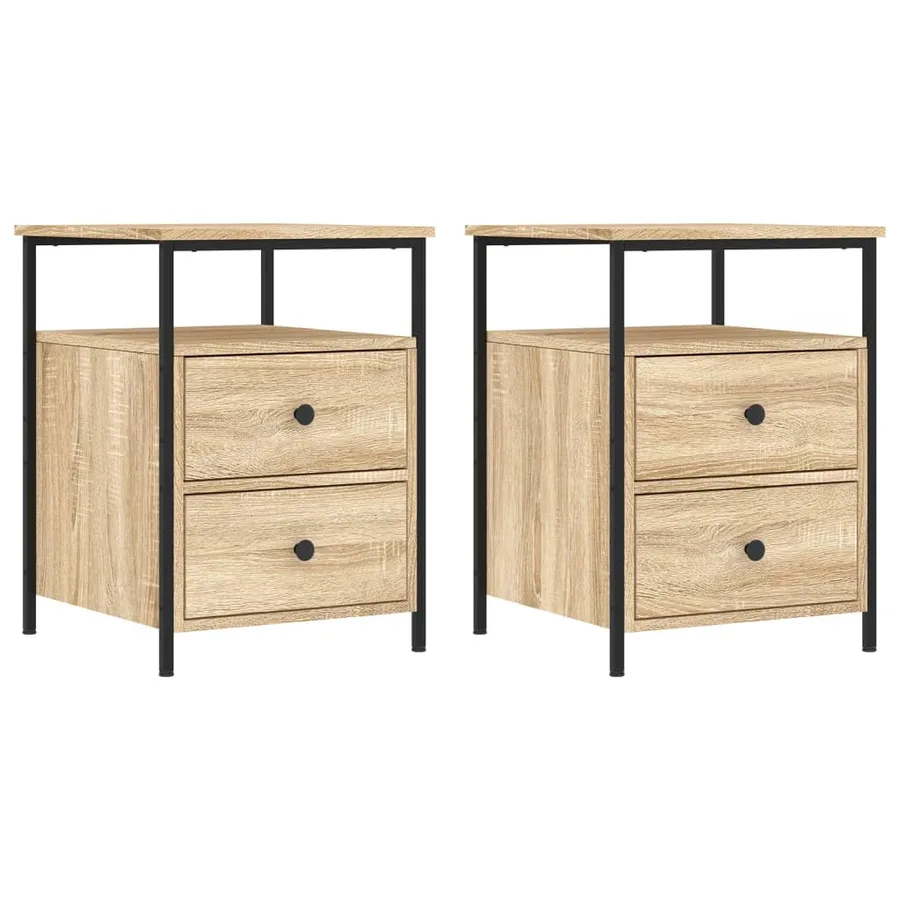Tables de chevet 2pcs chêne sonoma 44x45x60cm bois d'ingénierie - 2