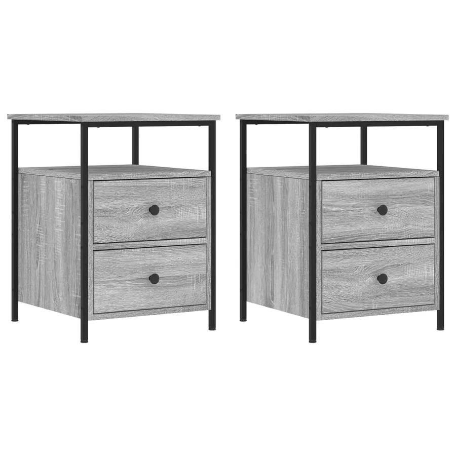 Tables de chevet 2 pcs sonoma gris 44x45x60cm bois d'ingénierie - 2