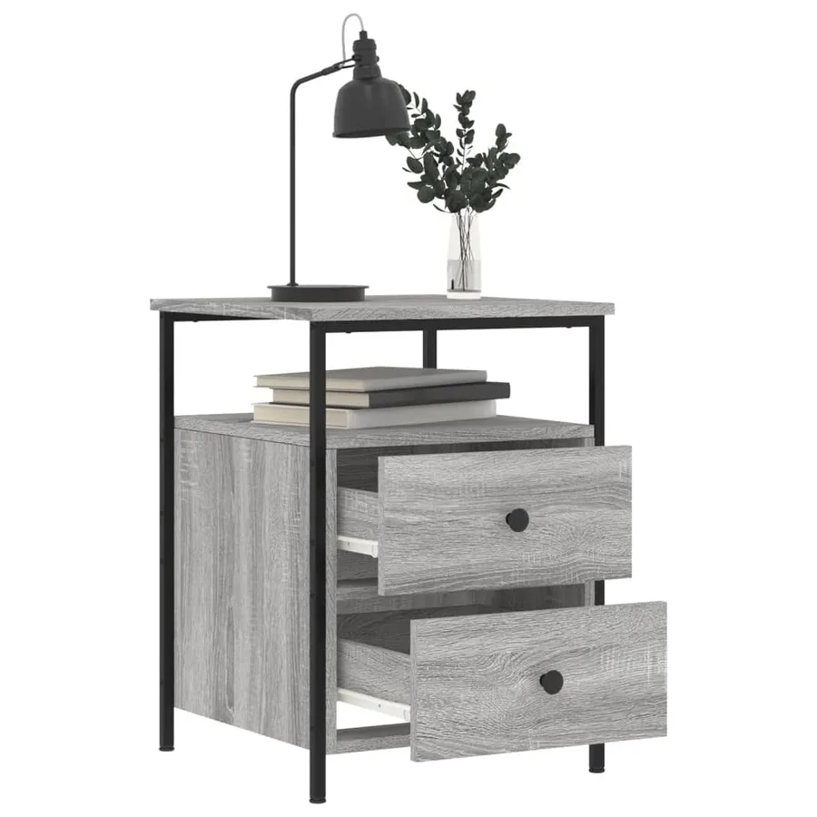 Tables de chevet 2 pcs sonoma gris 44x45x60cm bois d'ingénierie - 9