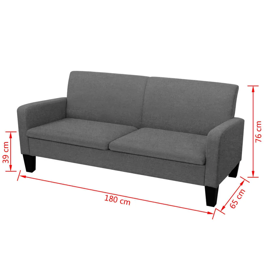 Canapé à 3 places 180 x 65 x 76 cm Gris foncé - 4