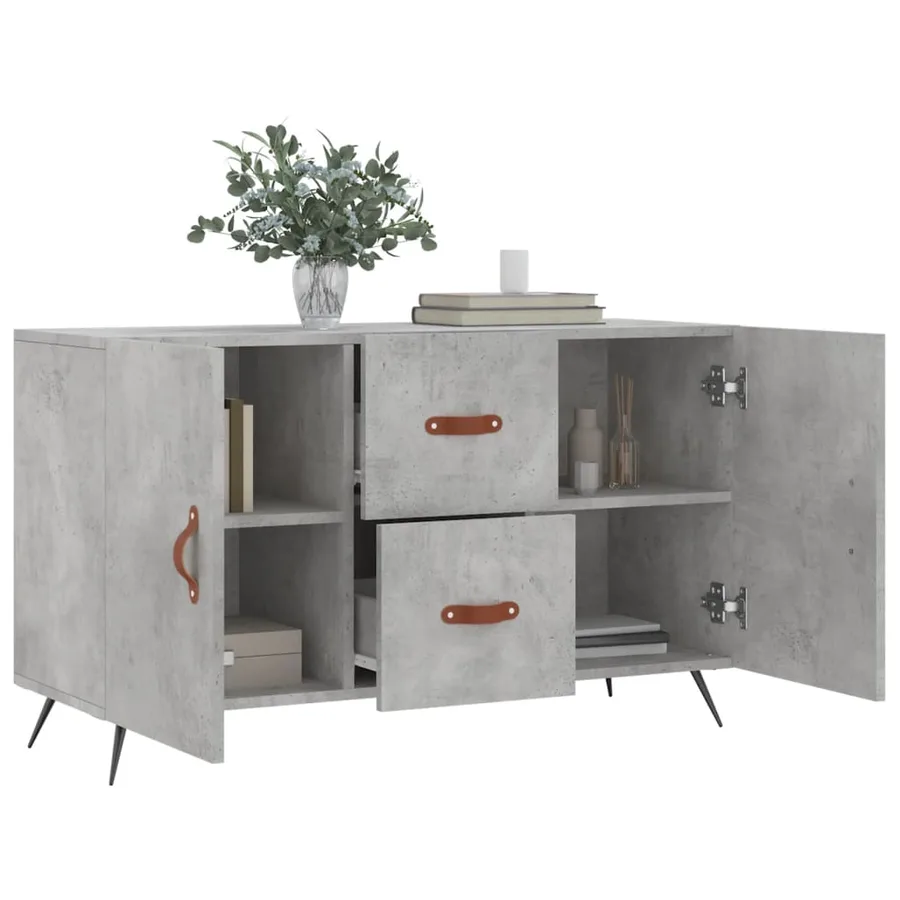 Buffet gris béton 100x36x60 cm bois d'ingénierie - 4