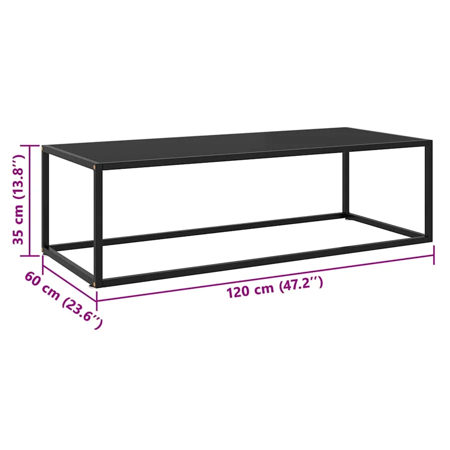 Table basse Noir avec verre noir 120x60x35 cm - 6