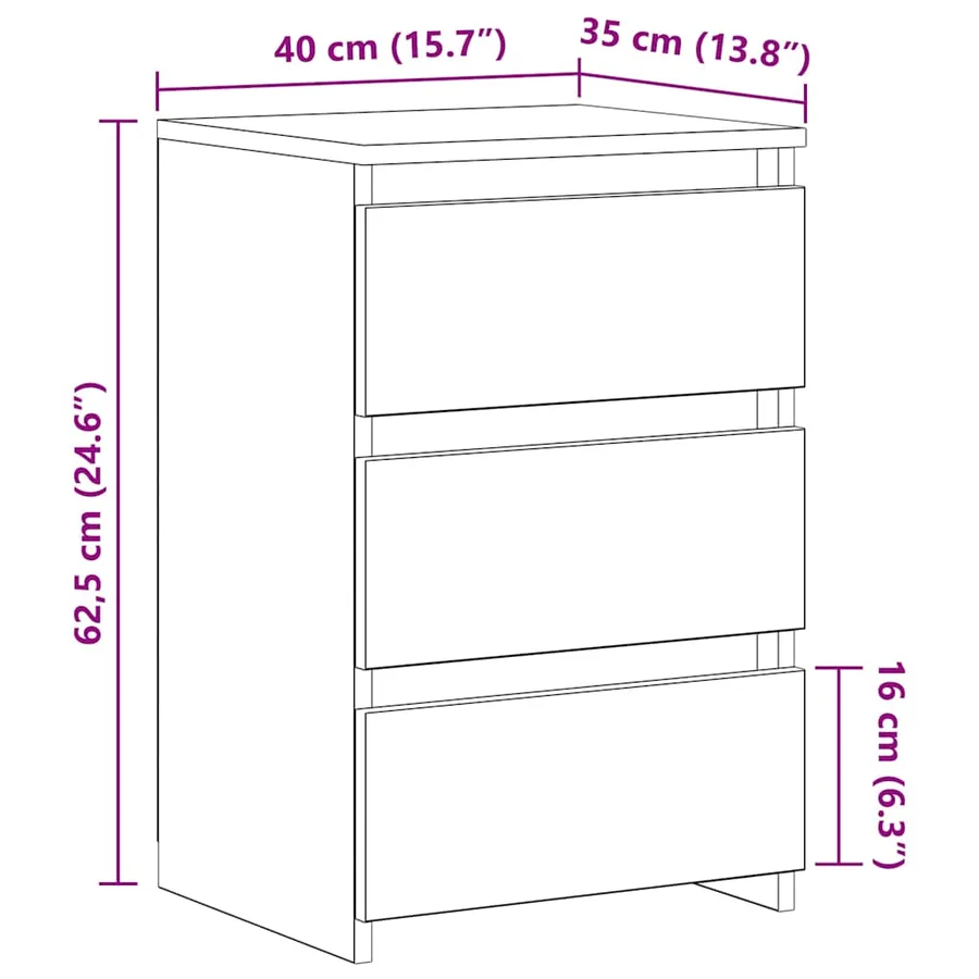 Tables de chevet 2 pcs noir 40x35x62,5 cm bois d'ingénierie - 8