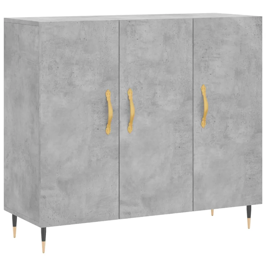 Buffet gris béton 90x34x80 cm bois d'ingénierie - 2