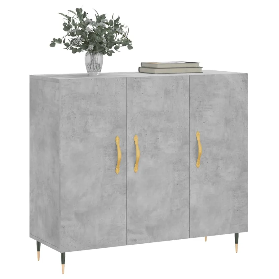 Buffet gris béton 90x34x80 cm bois d'ingénierie - 3