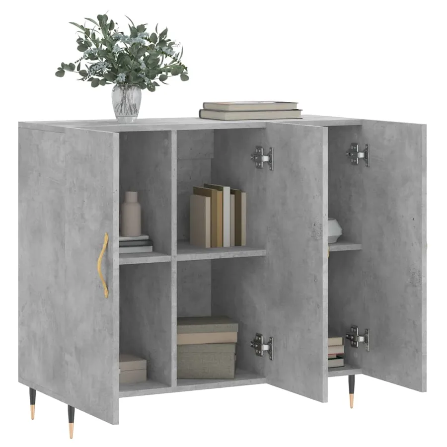 Buffet gris béton 90x34x80 cm bois d'ingénierie - 4
