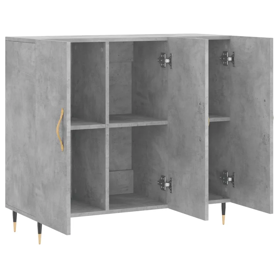 Buffet gris béton 90x34x80 cm bois d'ingénierie - 5