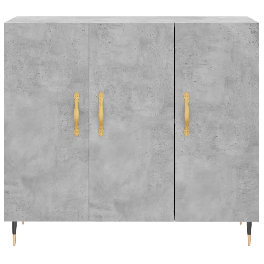 Buffet gris béton 90x34x80 cm bois d'ingénierie - 6