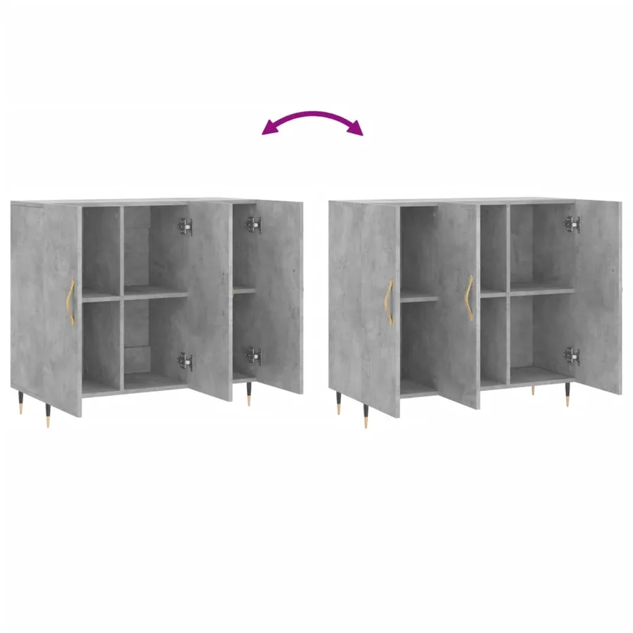 Buffet gris béton 90x34x80 cm bois d'ingénierie - 9