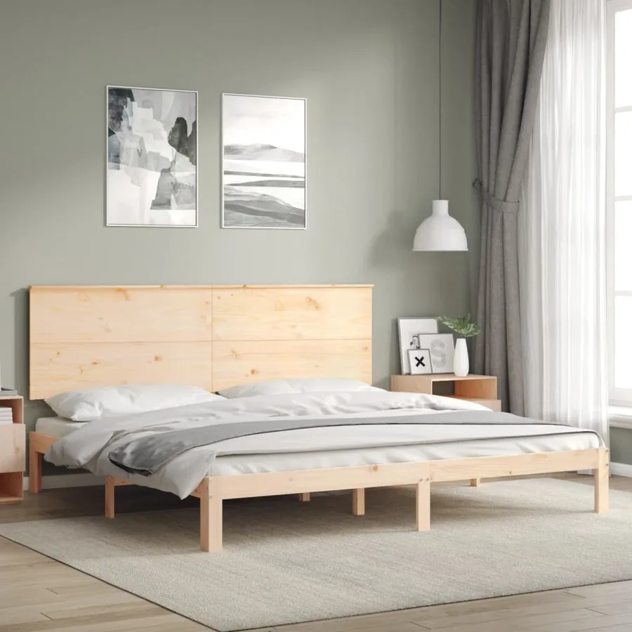 Cadre de lit sans matelas 200x200 cm bois massif de pin - 3