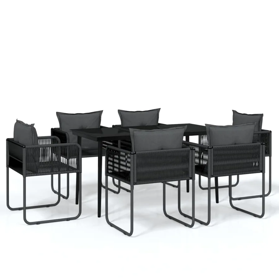 Ensemble à manger de jardin 7 pcs Noir - 2