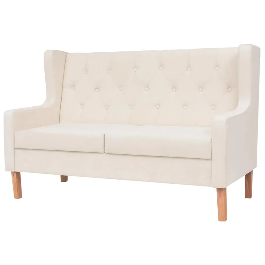Ensemble de canapés 2 pcs tissu blanc crème - 5