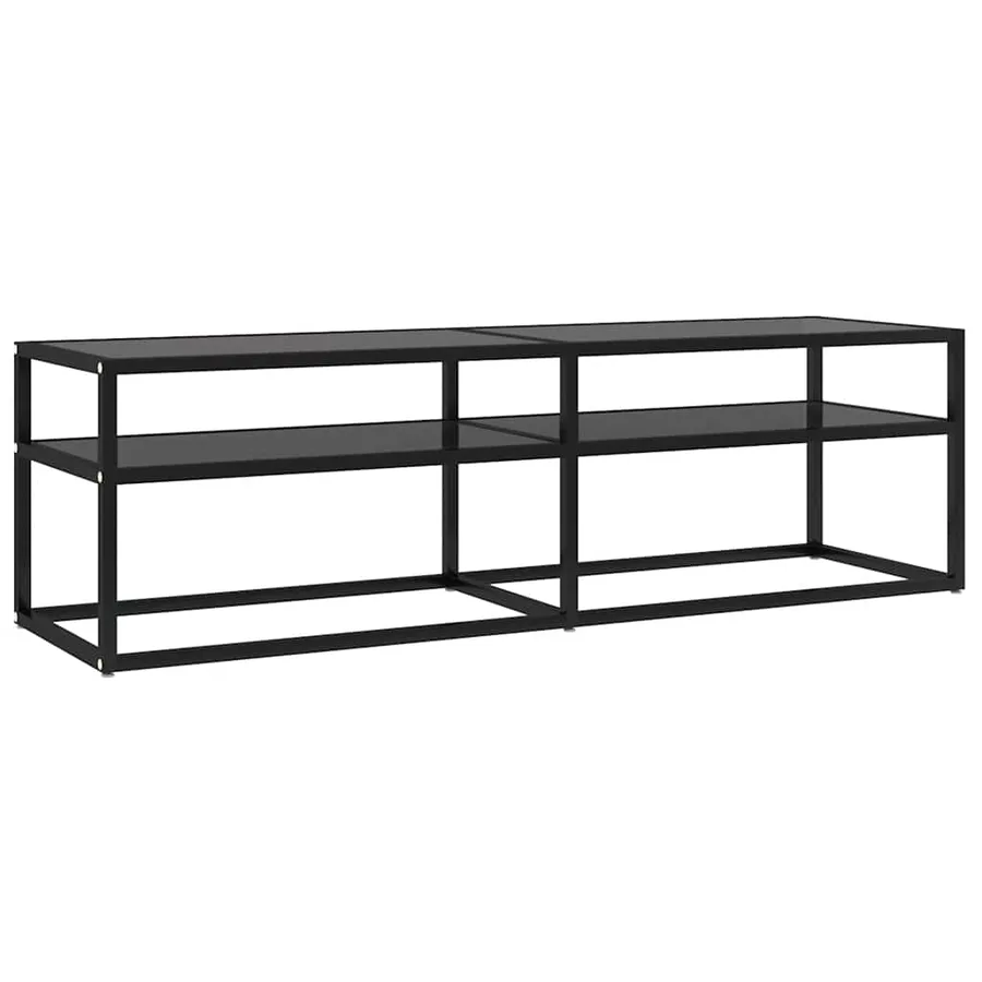 Meuble TV Noir 140x40x40,5 cm Verre trempé - 2