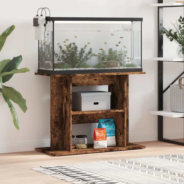 Support d'aquarium Chêne fumé 80x35x60 cm Bois d'ingénierie